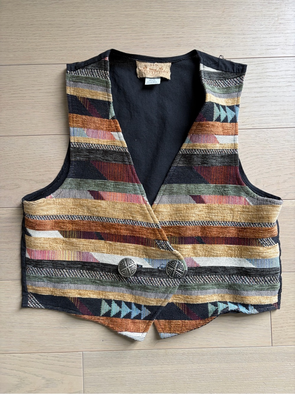 New Frontier Vintage Multicolor Striped Southwestern Vest